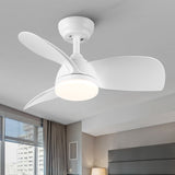 ZUN 28 In Intergrated LED Ceiling Fan Lighting with White ABS Blade W1367P182807