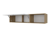Roslyn Wall-Mounted Cabinet with Lift-Up Door, Open Compartments, Natural Oak and White B128P287526
