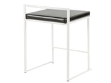 Fuji Contemporary Stackable Counter Stool in White with Black Faux Leather Cushion by LumiSource B202P222380