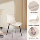 ZUN Beige PU Leather Dining Chair with Metal Legs, Modern Upholstered Chair Set of 4 for Kitchen, W2236P194095