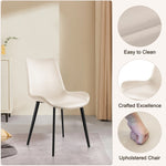 ZUN Beige PU Leather Dining Chair with Metal Legs, Modern Upholstered Chair Set of 2 for Kitchen, W2236P194098