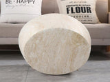 Light Travertine Finish Magnesium Oxide Tapered Side Table 14.57" Top Diameter Round End Table W5351P456856