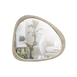 Solid Wood Mirror 45 Inch Asymmetrical Wall Mirror Wooden Framed Mirror Large Sized Dressing Mirror, W1435P241566