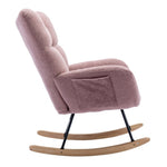 ZUN Rocking Chair Pocket, Soft Teddy Fabric Rocking Chair for Nursery, Comfy Wingback Glider Rocker W137294659