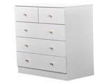 25.98"*15.75"*35.83" 4-Tier 5-Drawer Cabinet Drawer Dresser with Gold Handles White 41654231
