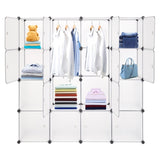 ZUN Modular Closet Organizer Plastic Cabinet, 16 Cube Wardrobe Cubby Shelving Storage Cubes Drawer Unit, 66443111