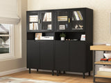 Tempered Glass Door Tall Storage Bookcase with adjustable board, 4 doors MDF painting finished W409P171434