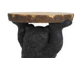 Black Bear Side Table Pedestal End Table Stool, MGO Bear Statue Hand Painted Sculpture for Home, 60767327