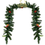 ZUN 9 Feet Christmas Garland Red Berrieswith LED Lights 13628884