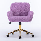 ZUN Furniture Office Chair,Artificial rabbit hair Home Office Chair with Golden Metal Base,Adjustable 99540851