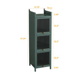 Modern Three-tier Glass Door Cabinet with Featuring Four-tier Storage, for Entryway Living Room W757P241565