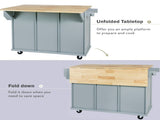 Kitchen Cart with Rubber wood Drop-Leaf Countertop ,Cabinet door internal storage racks,Kitchen 24138755