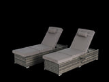 Outdoor Chaise Lounge Chair Set of 2 with Storage Patio Pool Chairs Tanning Lounges for W874P266307
