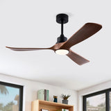 Hot sales 52 Inch Modern Ceiling Fan With 3 Color Dimmable 3 Solide Wood Blades Remote Control W2991P338644
