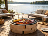 30 Inch Round Cooking Grate Heavy Duty Steel Campfire Grill Grid with Handle and Support X Wire 96361136