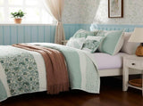 6 Piece Cotton Percale Quilt Set with Throw Pillows Aqua King/Cal King B035129022