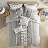 King/Cal King Cotton Printed Duvet Cover Set with Chenille B03596476