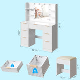 White particleboard with a melamine finish, 7 drawers, 4 shelves, a dressing table set with 10 62304940