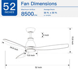 ZUN 52 inch indoor black ceiling fan with LED light 09559103