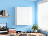 27 Inch White Shaker Double Door Wall Cabinet Solid Wood with 3 adjustable shelves Ready to Assemble T2950P366458