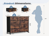 10-Drawer Fabric Dresser, Large Storage Tower for Bedroom, Closet, Living Room, Rustic Brown 71253654