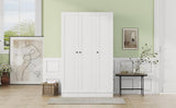 ZUN 3-Door Shutter Wardrobe with shelves, White 12419449