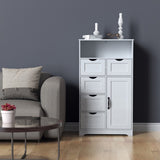 ZUN Modern White Wooden Storage Cabinet with Five Drawers and One Doors,Free-standing Cupboard for W1673P145236