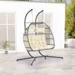 ZUN 2 Person Outdoor Rattan Hanging Chair Patio Wicker Egg Chair W87472176