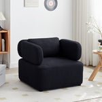 ZUN Mid Century Accent Chair with Thickened Cushions Teddy Velvet Reading Armchair with Pillow 95959930