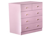 25.98"*15.75"*35.83" 4-Tier 5-Drawer Cabinet Drawer Dresser with Gold Handles Macaron Pink 63674916