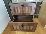 Medieval-style modern double-drawer bedside table with solid wood legs, bedside table, W1706P465285