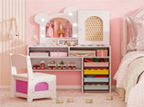 Safe Toddler Vanity Set with Anti-Toppling Design, Rounded Corners & Sturdy MDF Construction 25444404