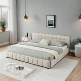 California King size Upholstered Bed ,comfortable upholstered bed frame, Chenille fabric, with W487P311316