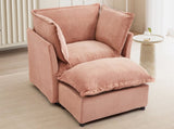 Modern Armchair Sofa 47" Cozy Upholstered Sofa Chair with Movable Ottoman, Wide Seat, Curved N719P292695P