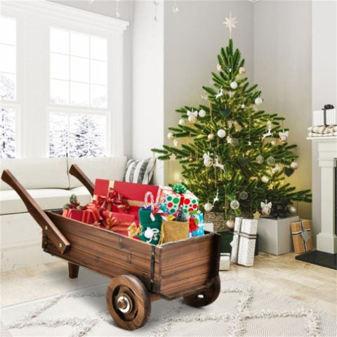 ZUN Wooden Wagon Planter Box 84769035