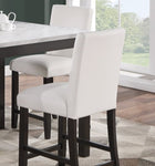 ZUN Modern 5pc Counter Height Dining Set Kitchen Dinette Marble Top Table and 4x High Chairs White B011P184983