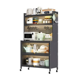 64" Kitchen Pantry Storage Cabinet, 5 Tier Metal Storage Cabinet with Wheels, Transparent Flap Door W3204P300624