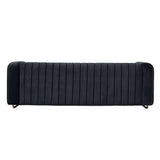 Contemporary Velvet Sofa Couch 84.25''W for Living Room, Black W57946163