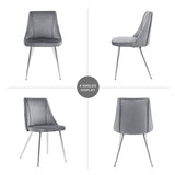 Modern Grey Velvet Dining Chairs , Fabric Accent Upholstered Chairs Side Chair with chrome Legs for W210127132