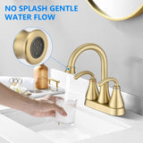 2-Handle Bathroom Sink Faucet with Pop-up Drain Brushed Golden W122458635
