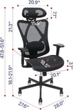 Mesh Office Chair,Ergonomic Office Chairs with Wheels,Adjustable Lumbar T3060P270150