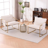 2 Chairs in 1 Box, Upholstered Hanging Armchair with Arm PocketsMetal frame, gold-plated W1901P147316