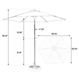 ZUN 9FT Outdoor Patio Umbrella Outdoor Table Umbrella with Push Button Tilt and Crank, Market Umbrella 6 W640P234563