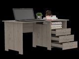 Computer Desk with Open Storage Shelf and 3-Drawers, Light Gray B097132887