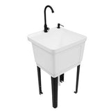 Freestanding Plastic Utility Sink Laundry Tub Laundry Sink with Faucet White 38569426