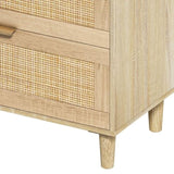 ZUN 59" Rattan Dresser with Drawers, 6 Drawer Dresser for Bedroom, Clothes Storage Cabinet for Bedroom, W757P209511