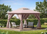 8'x8' Patio Gazebo Outdoor Heavy Duty Party Tent Shelter With Double Roofs, Mosquito Nettings And 76721930
