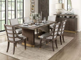 Modern Armchairs Set of 2 Brown Finish with Gold Tipping Upholstered Back Seat Wooden Dining B011P246317