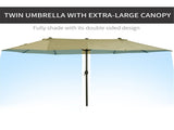 15ft Double-Sided Outdoor Umbrella Patio Market Extra Large Umbrella with Crank Handle for Deck 97689925