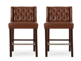 30.5 Inch Seat Height Bar Stool, Light Brown PU Upholstery with Back & Metal Footrest, Counter Stool 70678.00PUCOGN